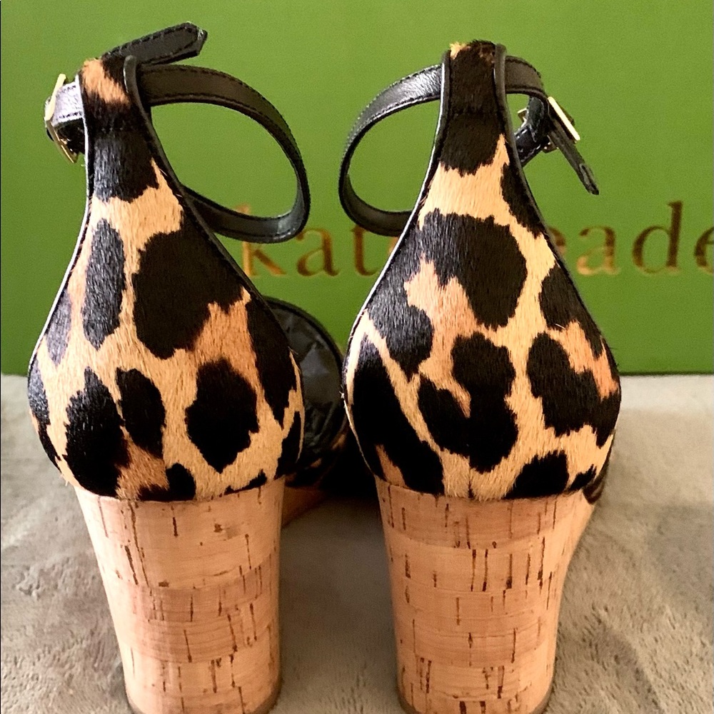 Leopard Print Cork Wedge Sandals with Ankle Strap - Picture 6 of 6
